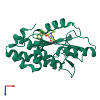 PDB entry 5wcs coloured by chain, top view.