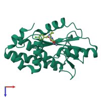 PDB entry 5wct coloured by chain, top view.