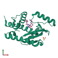 PDB entry 5wdc coloured by chain, front view.