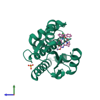 PDB entry 5wdc coloured by chain, side view.