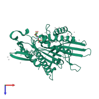 PDB entry 5wde coloured by chain, top view.