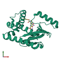 PDB entry 5wdn coloured by chain, front view.