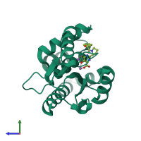 PDB entry 5wdn coloured by chain, side view.