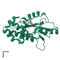 PDB entry 5wdn coloured by chain, top view.