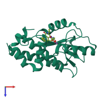 PDB entry 5wdw coloured by chain, top view.