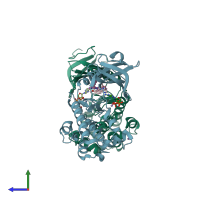 PDB entry 5wdy coloured by chain, side view.