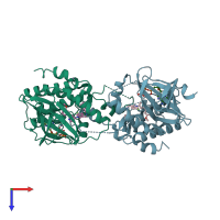 PDB entry 5wdy coloured by chain, top view.