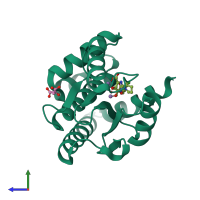 PDB entry 5we7 coloured by chain, side view.