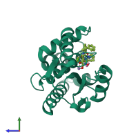 PDB entry 5we9 coloured by chain, side view.