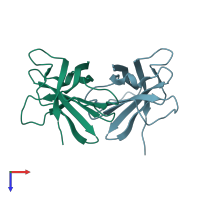 PDB entry 5wec coloured by chain, top view.