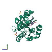 PDB entry 5wei coloured by chain, side view.