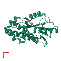 PDB entry 5wei coloured by chain, top view.