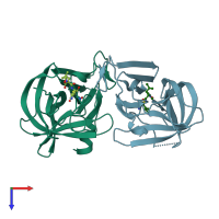 PDB entry 5wej coloured by chain, top view.