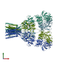 PDB entry 5wek coloured by chain, front view.