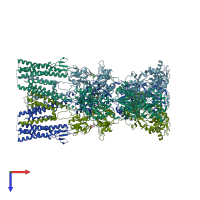 PDB entry 5wek coloured by chain, top view.