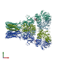 PDB entry 5wel coloured by chain, front view.