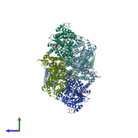 PDB entry 5wel coloured by chain, side view.