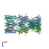 PDB entry 5wel coloured by chain, top view.