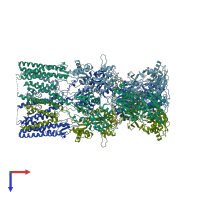 PDB entry 5wen coloured by chain, top view.