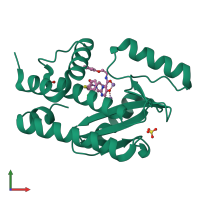 PDB entry 5wf3 coloured by chain, front view.