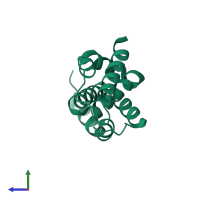 PDB entry 5wf9 coloured by chain, side view.