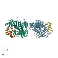 PDB entry 5wfi coloured by chain, top view.