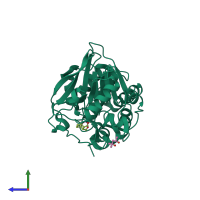 PDB entry 5wg8 coloured by chain, side view.