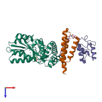 PDB entry 5wgb coloured by chain, top view.