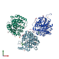 PDB entry 5wgm coloured by chain, front view.