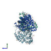 PDB entry 5wgm coloured by chain, side view.
