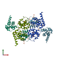 PDB entry 5wh1 coloured by chain, front view.