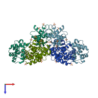 PDB entry 5wh1 coloured by chain, top view.