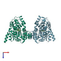 PDB entry 5wh5 coloured by chain, top view.