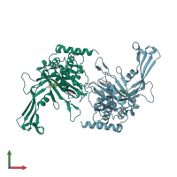 PDB entry 5whc coloured by chain, front view.