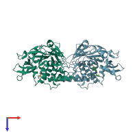 PDB entry 5whc coloured by chain, top view.