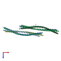 PDB entry 5whf coloured by chain, top view.