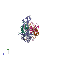 PDB entry 5whk coloured by chain, side view.