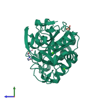 PDB entry 5whw coloured by chain, side view.