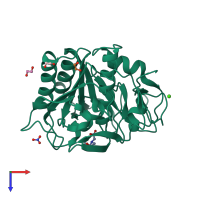 PDB entry 5whw coloured by chain, top view.