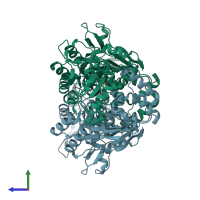 PDB entry 5wi0 coloured by chain, side view.