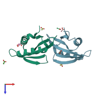 PDB entry 5wi2 coloured by chain, top view.