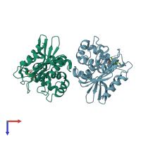 PDB entry 5wib coloured by chain, top view.