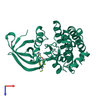 PDB entry 5wij coloured by chain, top view.