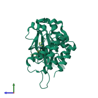 PDB entry 5wil coloured by chain, side view.
