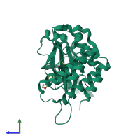 PDB entry 5wim coloured by chain, side view.