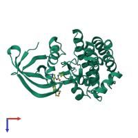 PDB entry 5wim coloured by chain, top view.