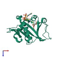 PDB entry 5wje coloured by chain, top view.