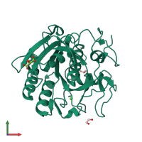PDB entry 5wjg coloured by chain, front view.