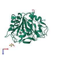 PDB entry 5wjg coloured by chain, top view.