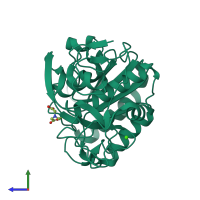 PDB entry 5wjh coloured by chain, side view.